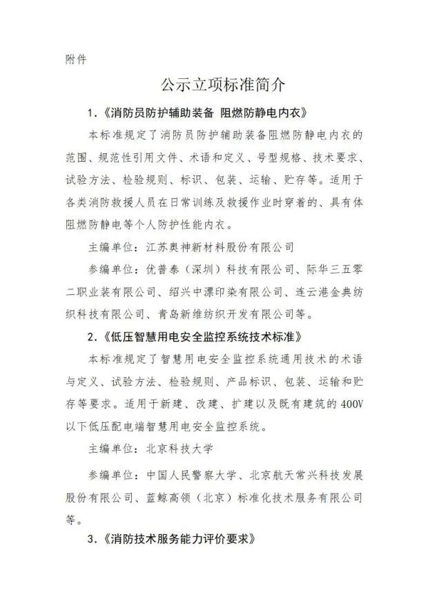關于《旋轉自動噴水滅火裝置》等4部團體標準立項的公示