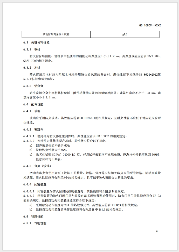 《防火窗》強制性國家標準(征求意見稿)